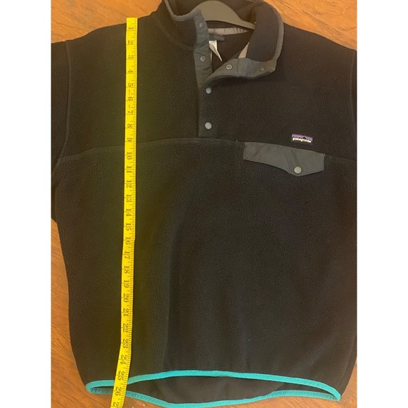 Patagonia T Snap Men's Medium Black Teal Outdoor Fleece Synchilla Pullover - Picture 8 of 10
